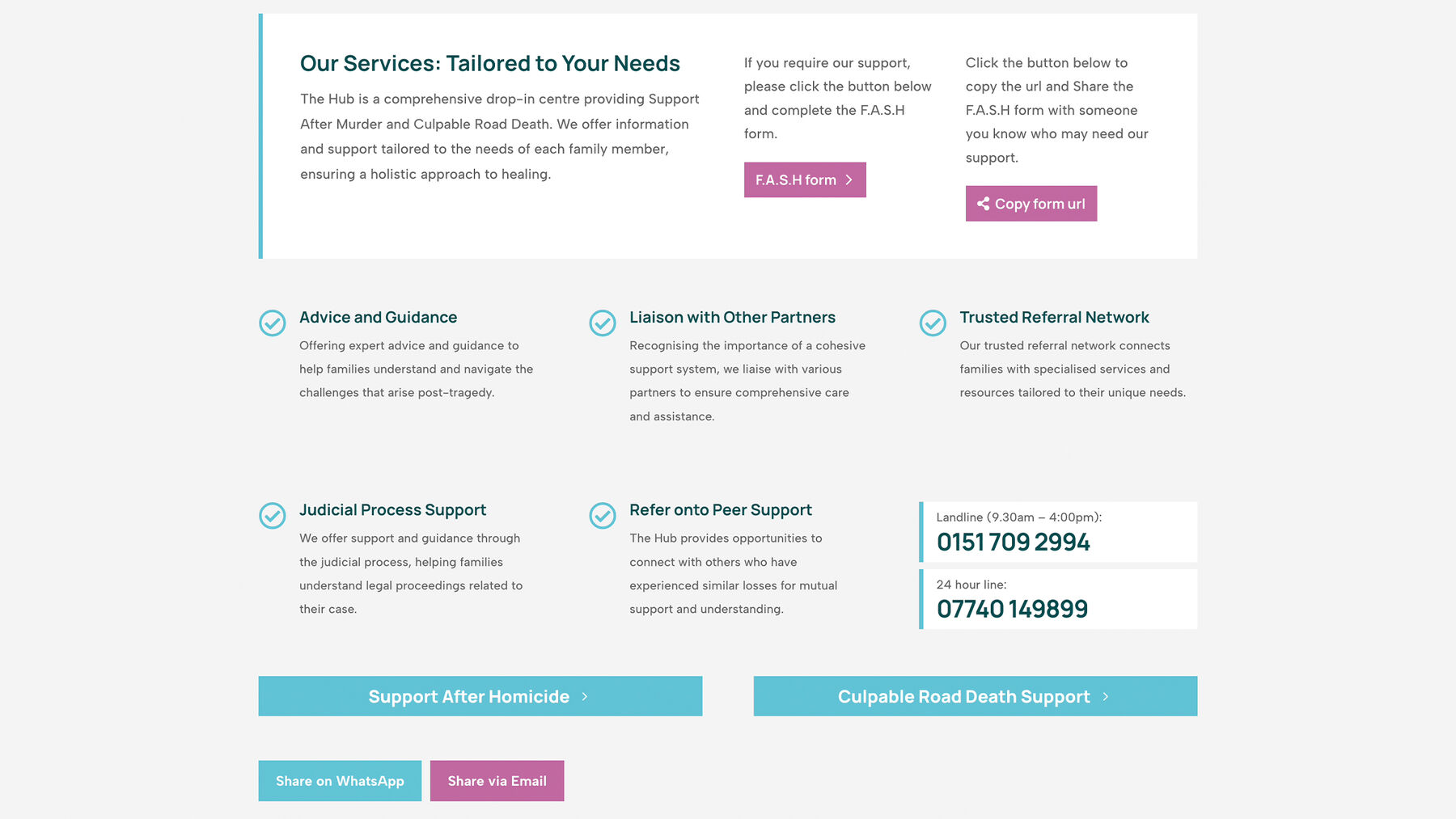 Homicide Support Hub services overview