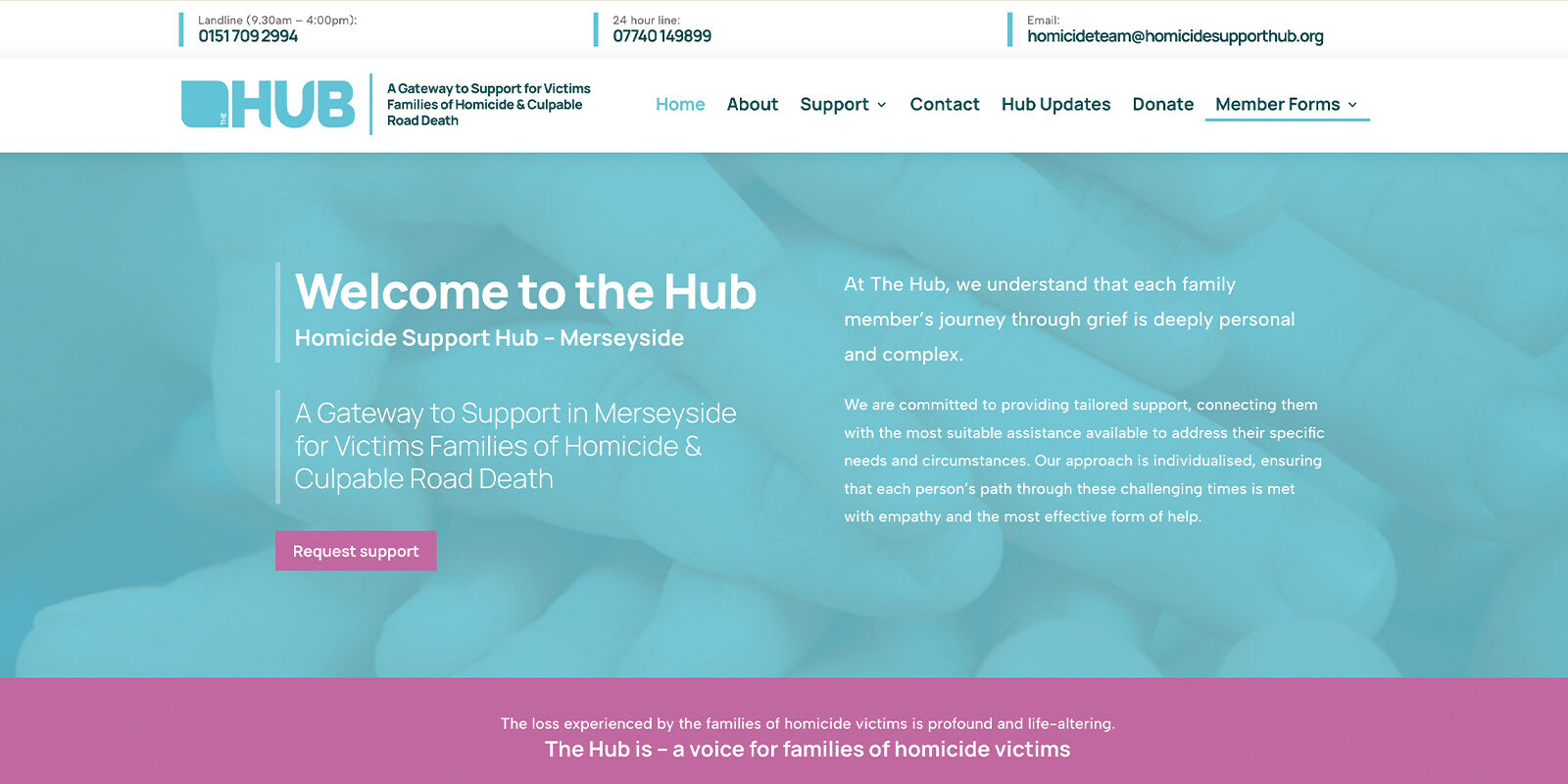 Homicide Support Hub marketing website