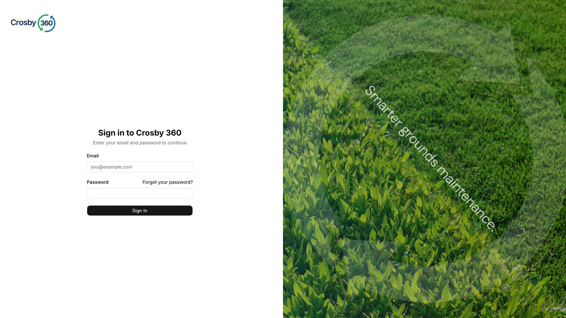 Crosby 360 custom web app sign-in screen