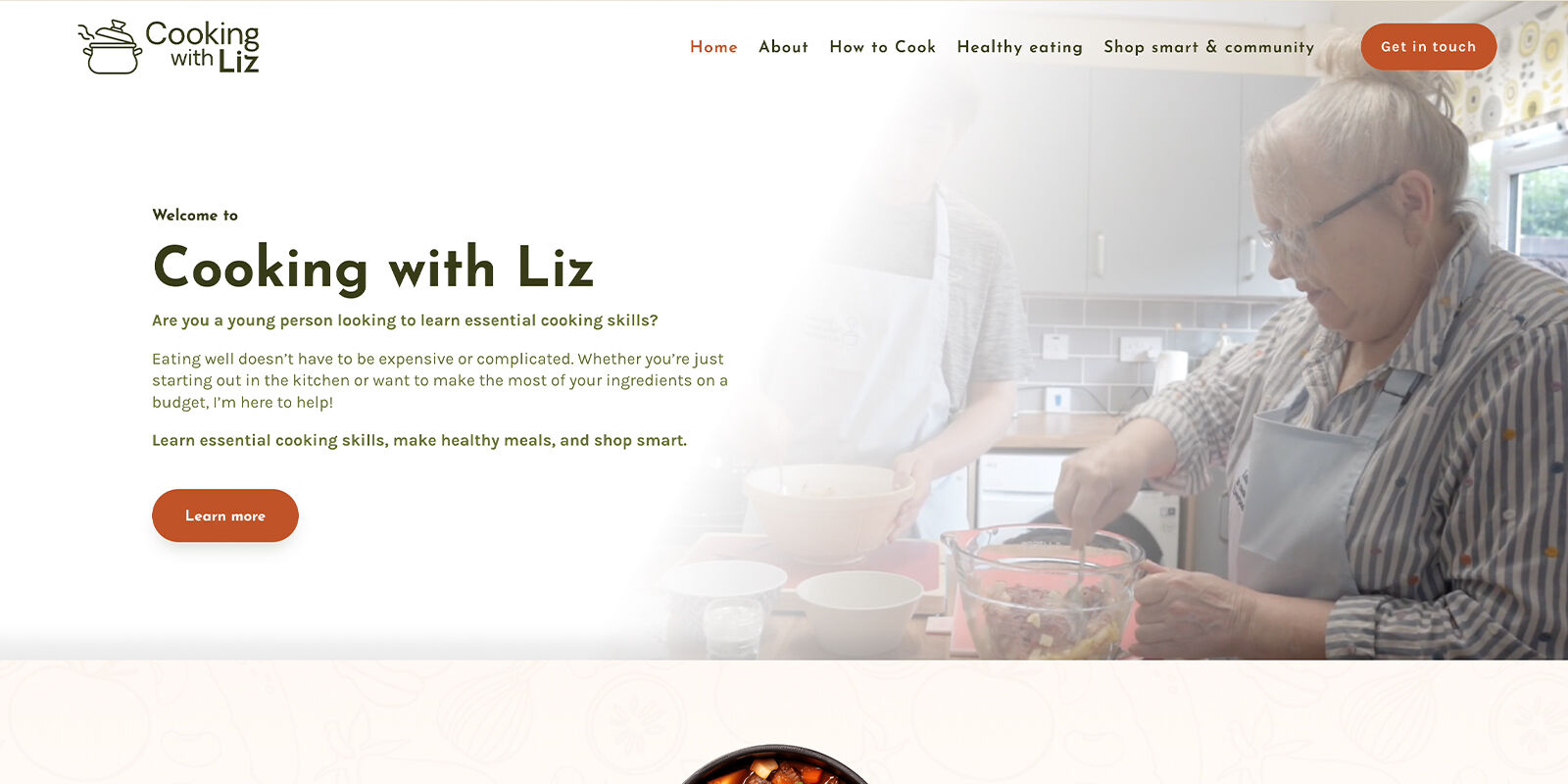 Cooking with Liz marketing website