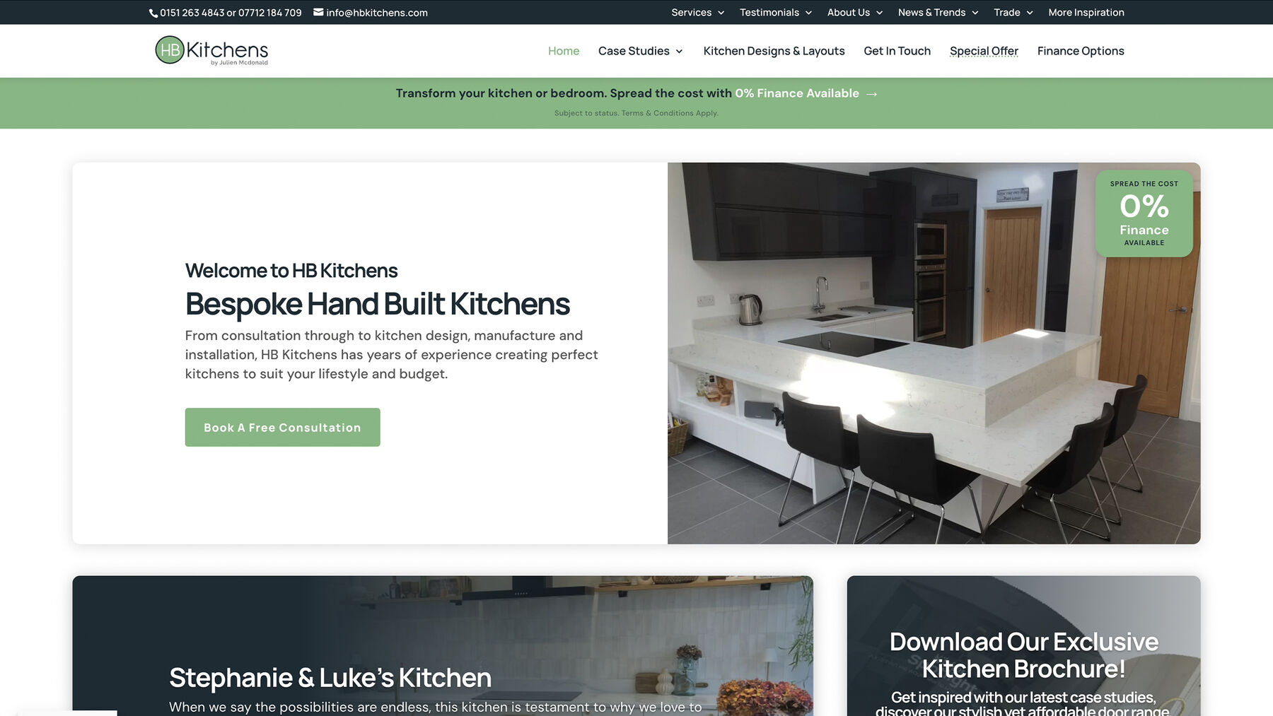HB Kitchens marketing website homepage