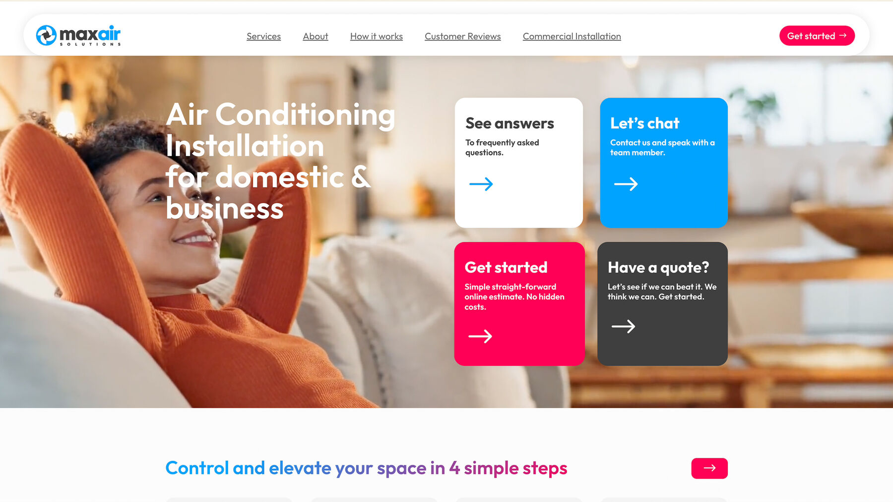 Maxair Solutions air conditioning installation page