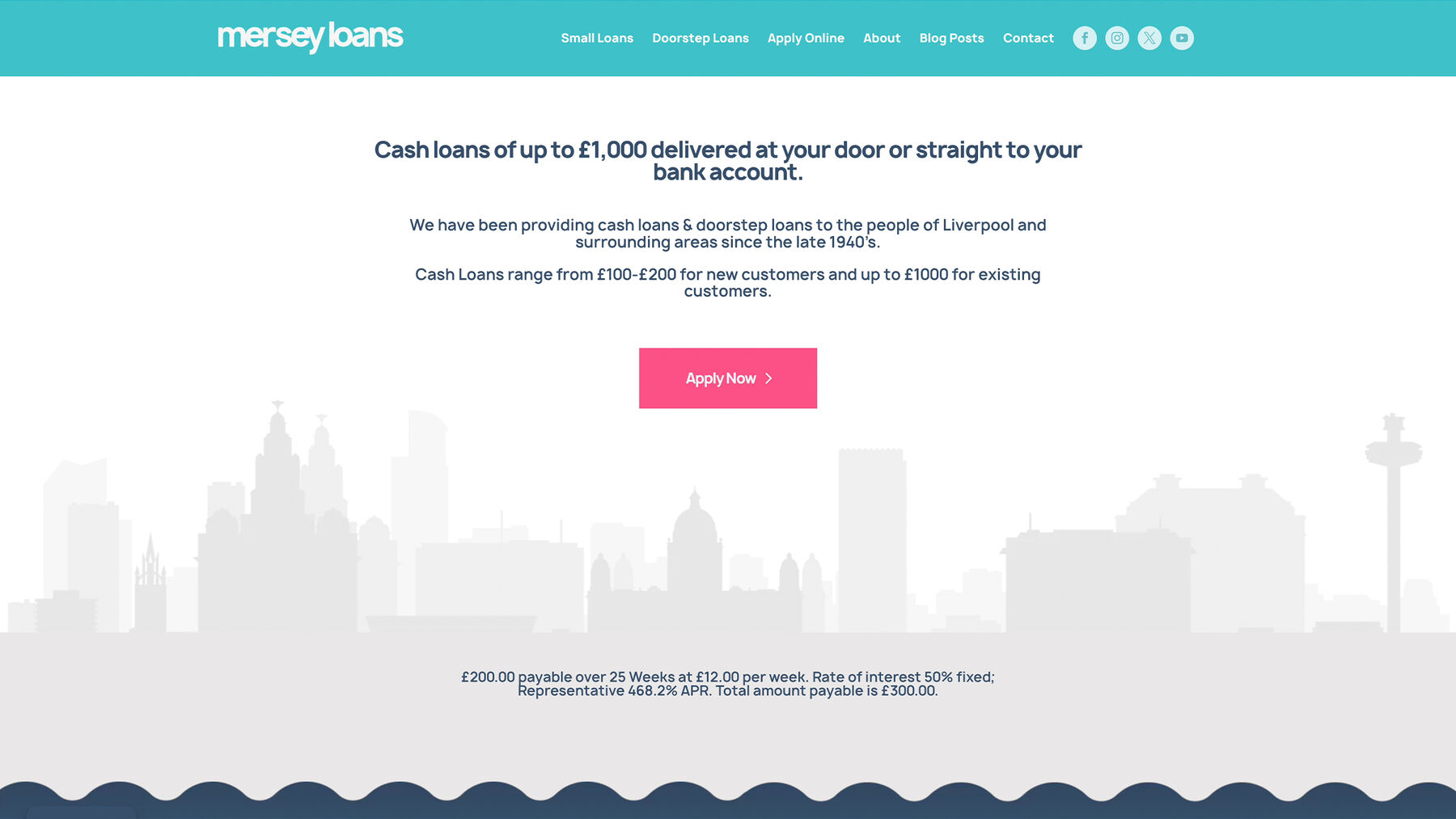 Mersey Loans marketing website homepage
