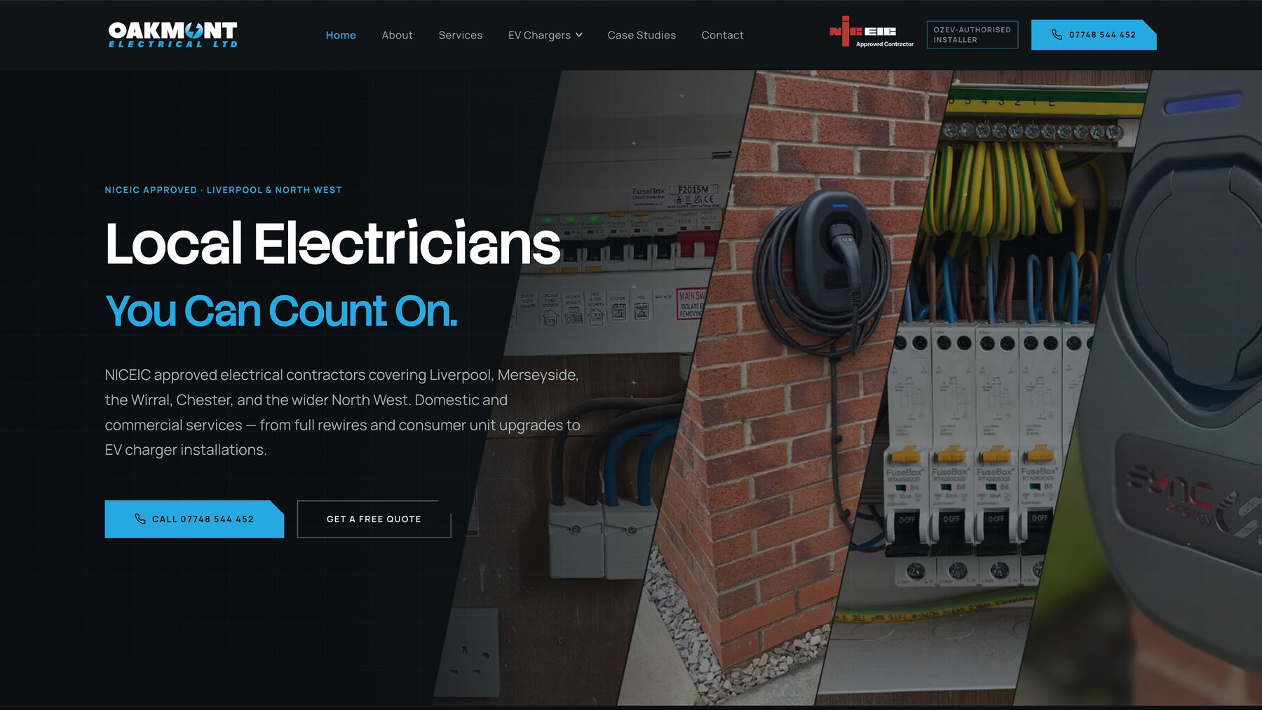 Oakmont Electrical marketing website homepage