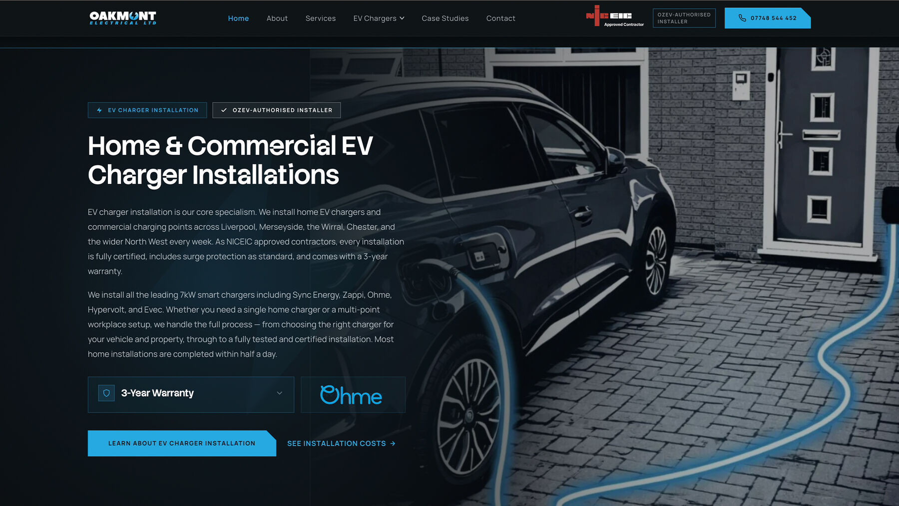Oakmont Electrical EV charger installation page