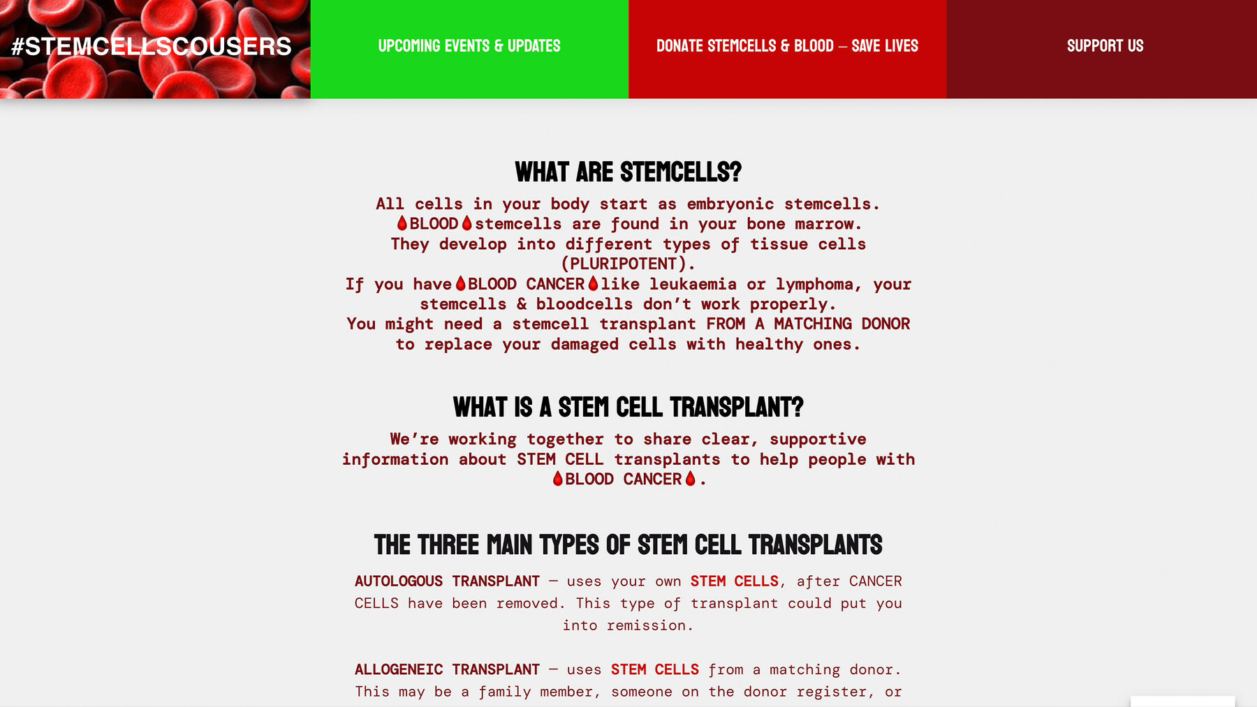 #STEMCELLSCOUSERS marketing website homepage