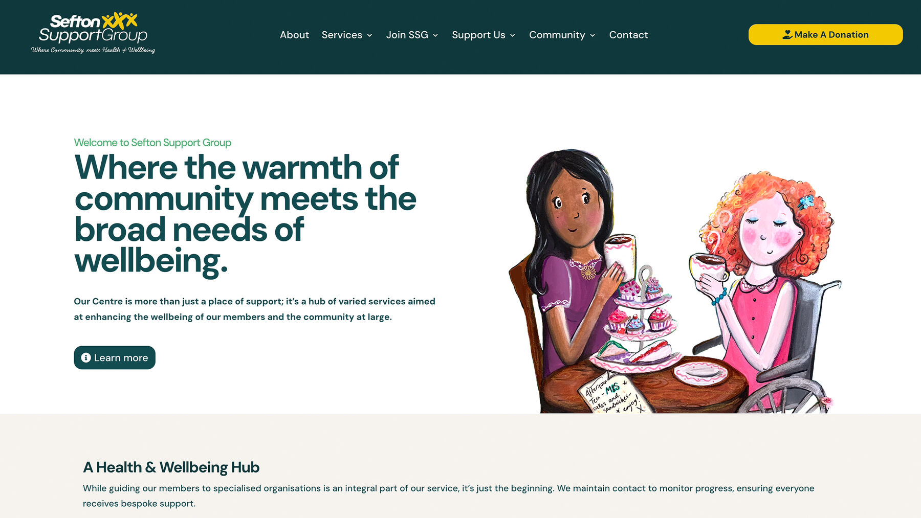 Sefton Support Group marketing website homepage
